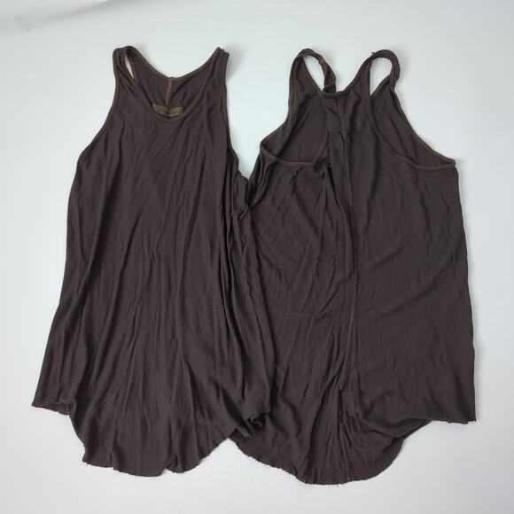 Enza Costa Jersey Knit 2-Pc Tank Top Shirts Women's  Size XS M Silk Rayon Brown - Picture 3 of 7